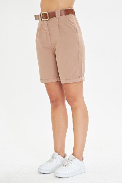 TIFFANY&TOMATO Duble Paça Kemerli Gabardin Şort