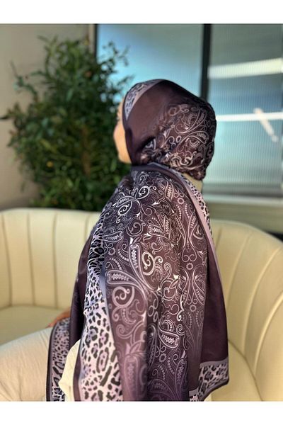 Oxygen Scarfs Leopard Detailed Cotton Silk Shawl-456654