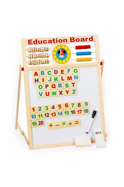 Micostore Magnetic and educational board for children, 63 x 46.5 cm, with abacus, clock, magnetic letters and numbers