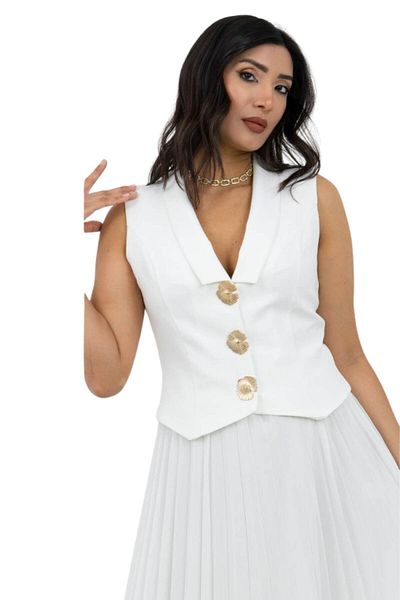 ZISHAN Button Detailed Pleated Luxury Evening Dress – V-Neck Stylish Design |   Graduation, Engagement, Invitation Dress 420