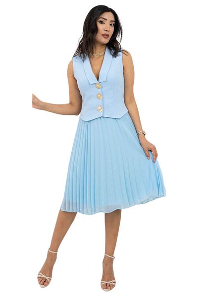 ZISHAN Button Detailed Pleated Luxury Evening Dress – V-Neck Stylish Design |   Graduation, Engagement, Invitation Dress 420