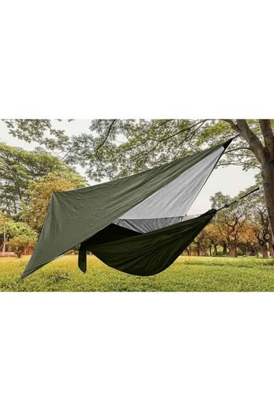 Micostore Hamac camping cu plasa tantari si prelata protectie, 260 x 140 cm, 2 persoane, 250 kg