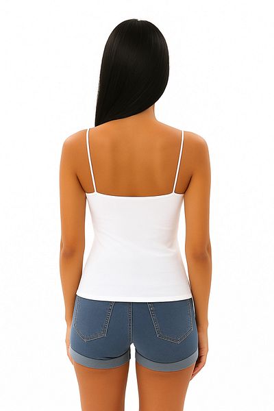 ParlaMira Women's White Viscose Lycra Inner Non-Showing Structure Double Layer Long Undershirt with Rope Strap