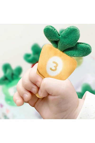 Micostore Baby sensory box with wipes and textile carrots, fine motor educational toy