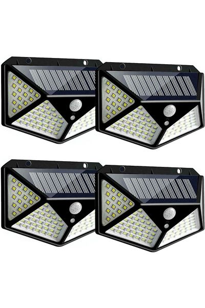 HOZRO Set 4 Lămpi Solare HOZRO SH 100, 100 LED-uri, 1000 lumeni, Senzor de mișcare și lumină, Baterie reîncărcabilă