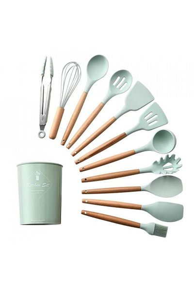 OEM Set 12 silicone kitchen utensils, pastel green