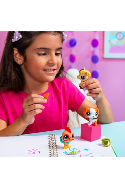 Littlest Pet Shop LPS Minişler Seri 3 Barnyard Pets 3'lü Figür Paketi - (#163 At, #164 Horoz ve #165 Teriyer Köpek)