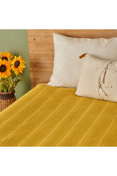 Bella Maison 100% Cotton Russell Single Pique Mustard (150X220 cm)