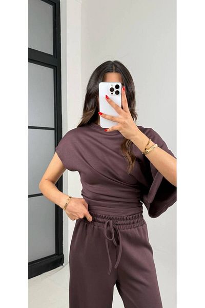 manana fashion Bat Sleeve Trend Tshirt Pants Stylish Tracksuit Set