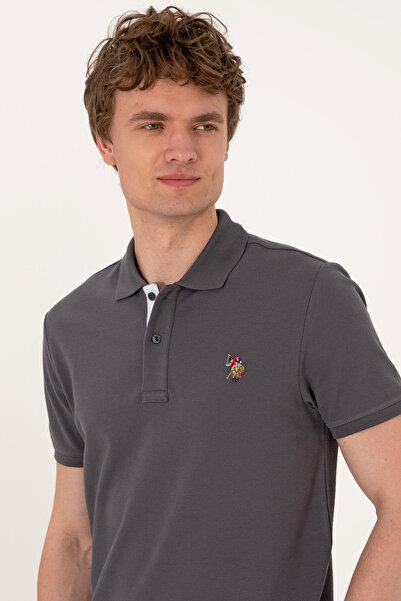 U.S. Polo Assn. Men's Slim Fit Polo Neck Anthracite Basic T-Shirt 50310669-Vr006