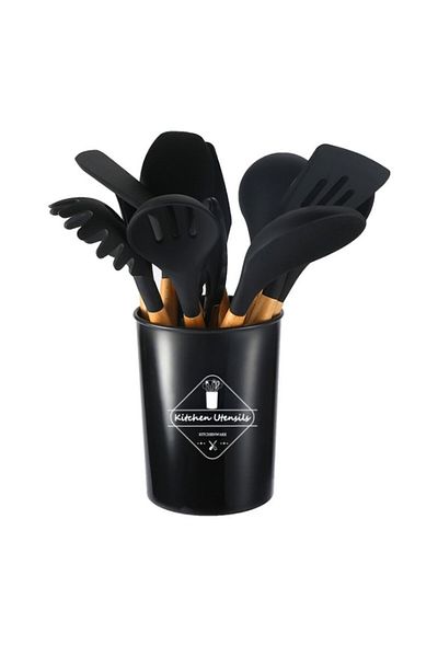 OEM Set 12 utensils made of food-grade silicone, black