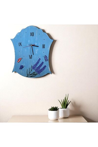 Decoratiuni Vintage Casa Retro Lavender wall clock, hand painted, height 40 cm
