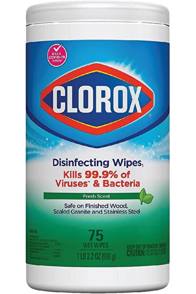 Clorox مناديل مبللة مطهرة برائحة منعشة من كلوروكس، 75 قطعة