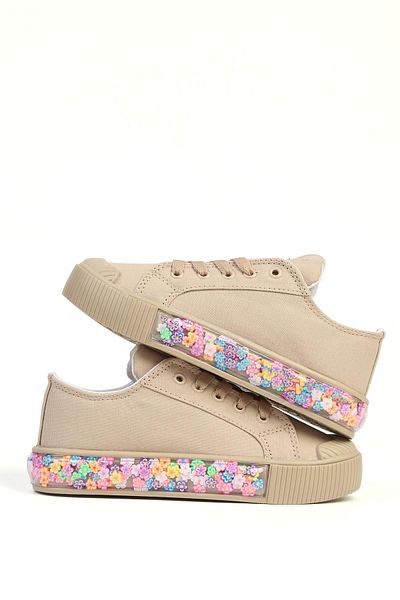 Benetton ® |   Candy Flower Beige Children's Sports Shoes Bn-32126
