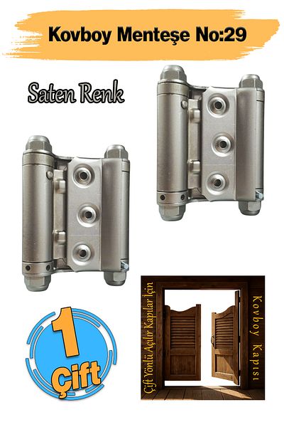 Badem10 Balamă pentru ușă batantă cu două direcții (1 pereche) Balamă de culoare satinată cu arc nr. 29 Balamă de cowboy