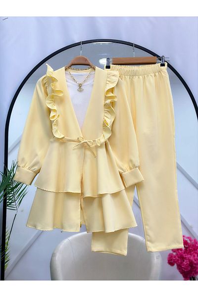 YEDİLALE Ni̇lüfer Frill Classic Double Set [Excluding Intimates and Shawl]