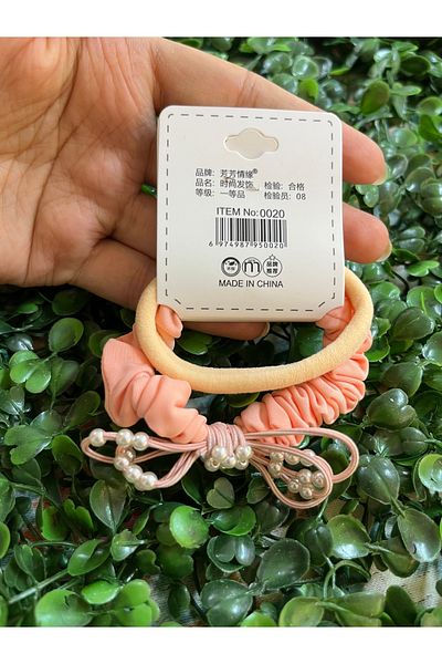 PONÇİK ACCESSORİES Salmon 2-piece bow and pearl detailed tire set