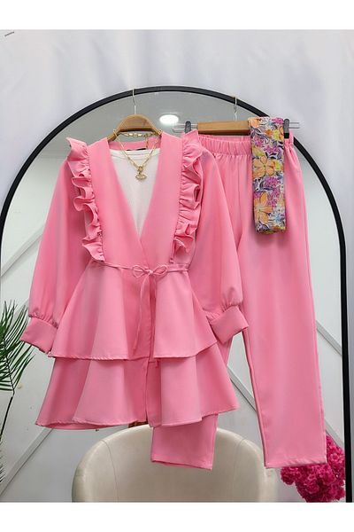 YEDİLALE Ni̇lüfer Frill Classic Double Set [Excluding Intimates and Shawl]