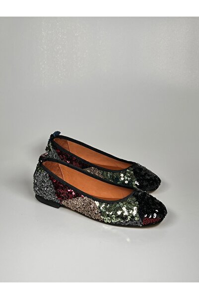 futsi shoes Parlak Renkli Payetli Babet Ayakkabı