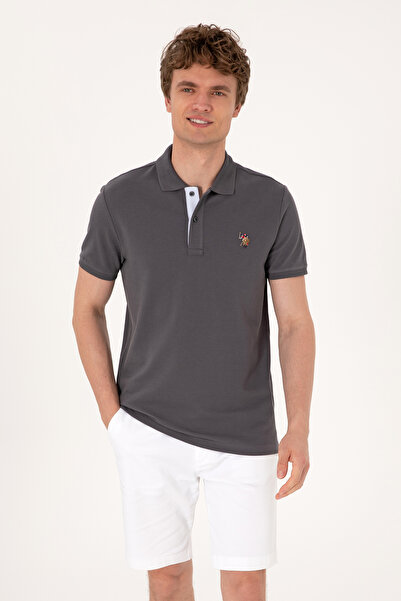 U.S. Polo Assn. Men's Slim Fit Polo Neck Anthracite Basic T-Shirt 50310669-Vr006