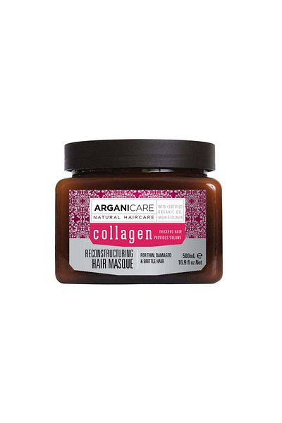 Arganicare Mască regeneratoare cu colagen pentru păr subțire, deteriorat și fragil, Arganicare, 500 ml