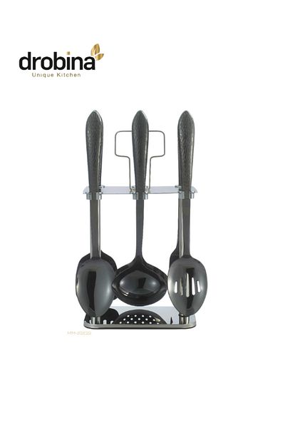 drobina Dropina 7-Piece Stainless Steel Spoon Set, Full Black