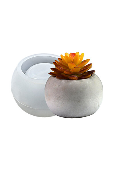 Getshopmini Epoksi Yuvarlak Beton Saksı ve Mumluk Silikon Kalıbı 9.5x6.5cm
