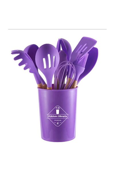 OEM Set of 12 food-grade silicone utensils, lilac