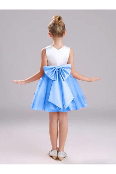 NSMLİFE Elegant Plain Sudem Dress Our Model Top White Bottom Baby Blue Dress