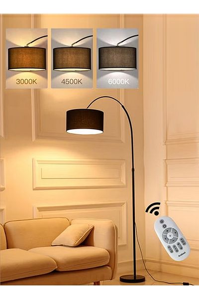 Primo Plus مصباح أرضي بثلاث درجات حرارة ألوان، ومصباح LED متضمن، مع جهاز تحكم عن بعد وارتفاع قابل للتعديل