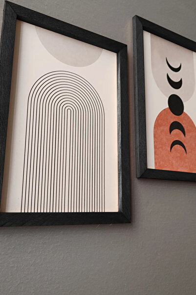 Wooden Factory Bohemian and Moon Phases Painting Set, 3 Piece Painting with Wooden Frame