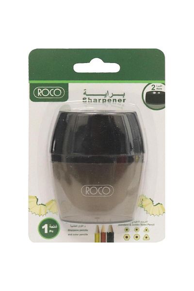Roco Pocket Sharpener – 2 Holes, Transparent Black