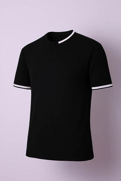 trender Tricou negru pentru bărbați cu gâtul O 104-4008
