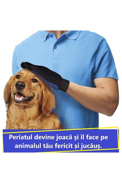 Fish & Paws Manusi tip perie de ingrijire pentru caini si pisici, elimina rapid parul nedorit al animalelor de c