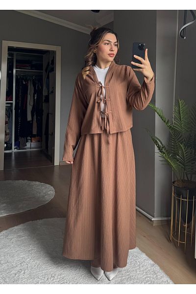 Qenz Modest Eid Suit - Mink