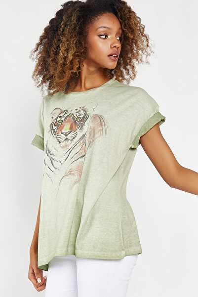 Hopoi Γυναικείο μπλουζάκι με στάμπα Tiger που πλένεται