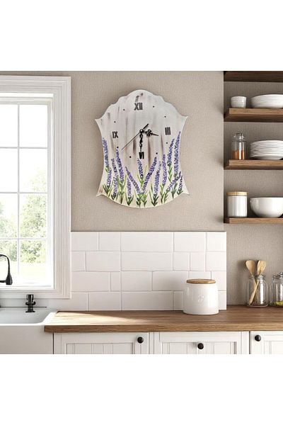 Decoratiuni Vintage Casa Retro White Lavender wall clock, hand-painted, height 40 cm