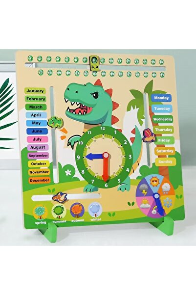 Factory Price - Kids Wooden Dino Clock Learning Set