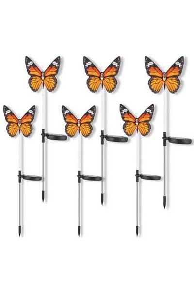 HOZRO Set 6 Lampi Solare HOZRO, Rezistente la Apa, cu Lumina LED in Forma de Fluture, Ideale pentru Gradin