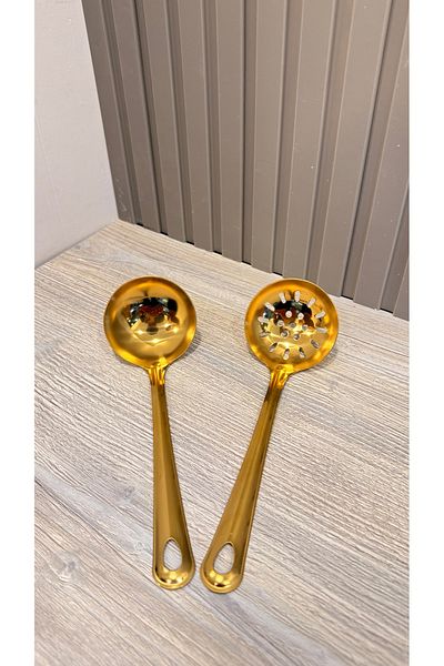 Snow Homs 2 Pieces Gold Stainless Steel Colander Multi-Purpose