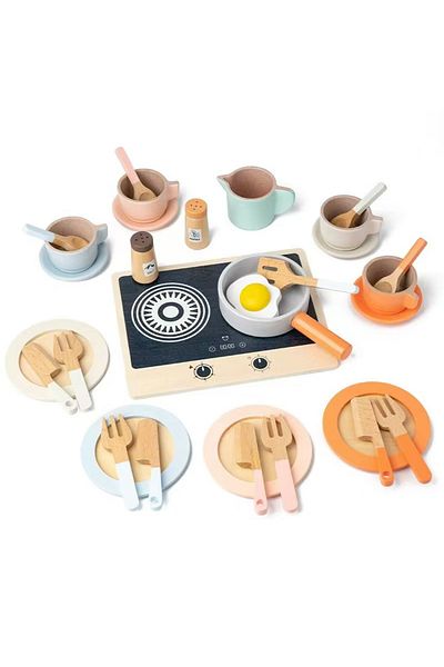 Factory Price - Ruby Wooden Kitchen Pretend Play Set - 31 Pcs