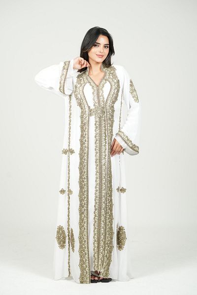 al bent al sharqieh Moroccan chiffon caftan two pieces with a belt on the waist women kaftan dress