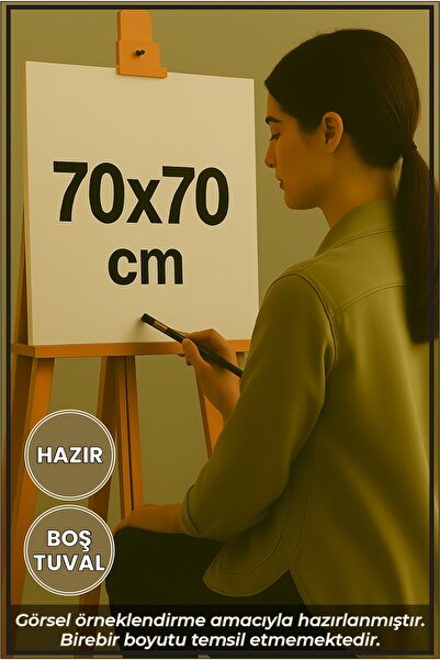 KOSS Dijital 70x70cm 1 Adet Kare Boş Tuval Kanvas Resim Tuvali, Sanat Hobi Bo...