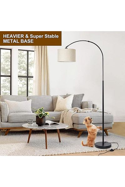 COOYA Arched Modern Floor Lamp,with Adjustable Hanging Drum Shade & Foot Switch,for Bedroom,Living-room