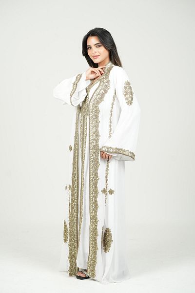 al bent al sharqieh Moroccan chiffon caftan two pieces with a belt on the waist women kaftan dress