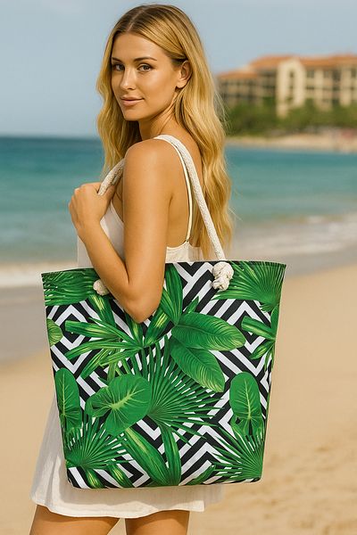 MESCHAIN Geantă mare de plajă cu modele tropicale colorate |   Geantă de umăr impermeabilă, ușoară și durabilă