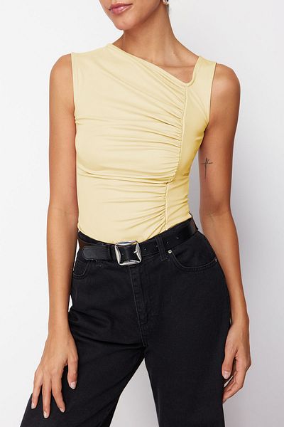 Edit by Trendyol Light Yellow Slim Knitted Blouse Tedss24Bz00013