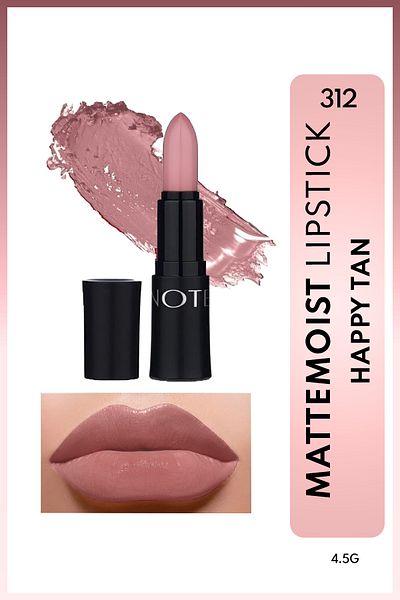NOTE Mattemoist Lipstick Matte Finish Lipstick 312 Happy Tan - Nude