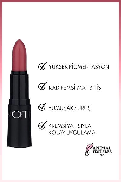 NOTE Mattemoist Lipstick Matte Finish Lipstick 313 Soft Carmen - Pink