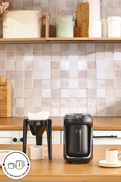 Karaca Hatır Hüp 2 in 1 Turkish Coffee Machine / Filter Coffee Machine 5 Cup Capacity Black